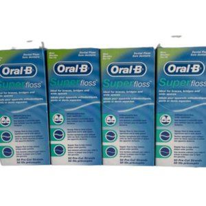 Oral-B Super Floss Mint Dental Floss Pre-Cut Strands 50 Each, LOT OF 4